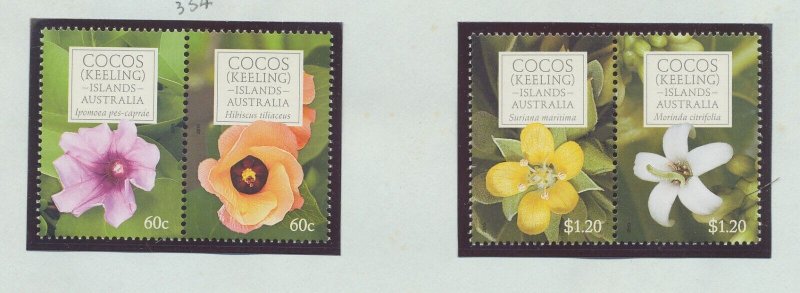 COCOS ISLANDS - Scott 354-355 - MNH - Flowers - 2010