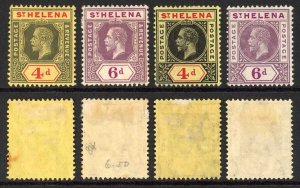 St Helena SG83/6 1912/3 Set of 4 M/M (1st 4d toned) Cat 41.25 pounds