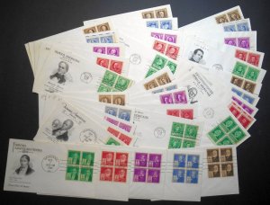 1940 Famous Americans Sc 859-893-2 set 35 Art Craft cachets matched blocks