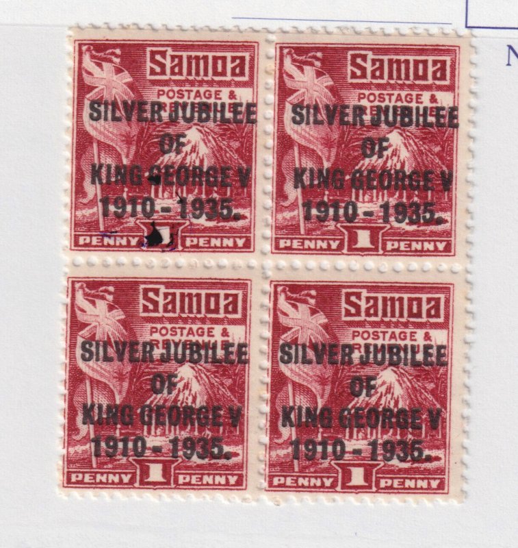 SAMOA  #163a perf 14c 14.5 MINT never hinged  BLOCK OF FOUR overprint Jubilee