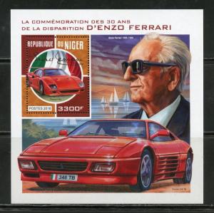 NIGER 2018 30th MEMORIAL ANN  OF ENZO FERRARI CAR DESIGNER S/SHEET MINT NH