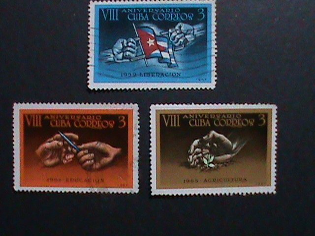 ​CUBA-1967 VERY OLD CUBA STAMPS- 8TH ANNIVERSARY-REVOLUTION USED-VERY FINE
