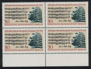 Berlin Music Bach's Brandenburg Concertos Block of 4 1971 MNH SG#B393