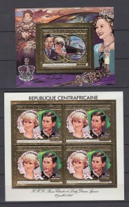 Z4990 JL stamps 1981 central africa gold multi s/s mnh #c253a-b royality