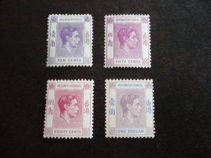 Stamps - Hong Kong - Scott# 158,162,162c,163 - Mint Hinged Part Set of 4 Stamps