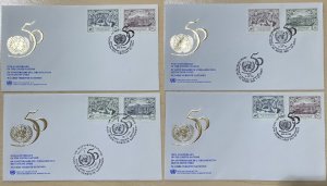 United Nations Postal Admin. 50th anniversary FDC First Day Cover 8 stamps