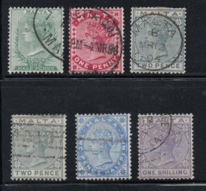 Malta Sc 8-13 1881 Victoria stamp set used