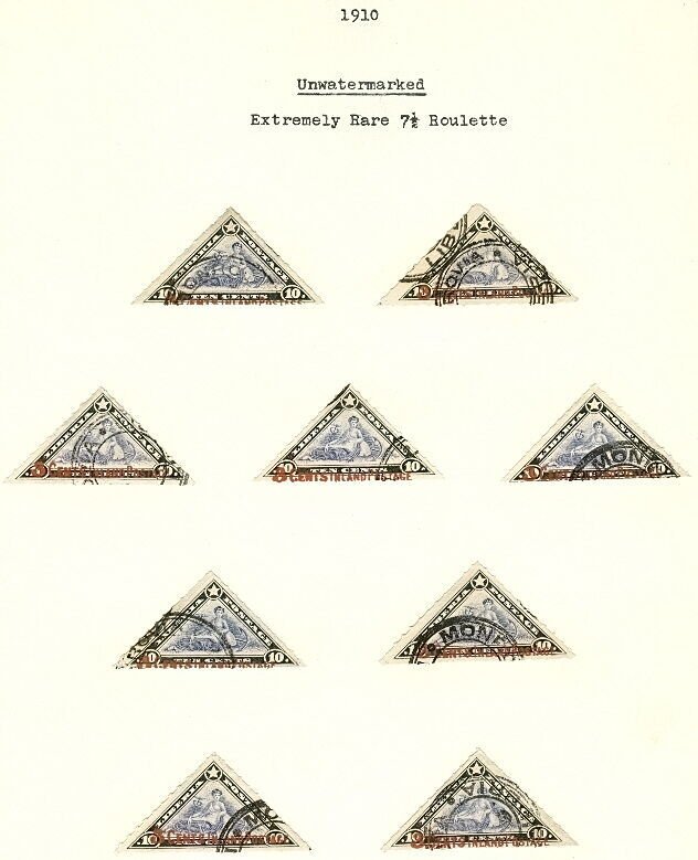 LIBERIA - Balance of Collector's study of the 1910-12 surcharged triangle issues