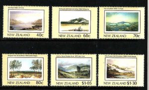 New Zealand-Sc#912-17- id8-unused NH set-Heritage-The Land-Paintings-1988-