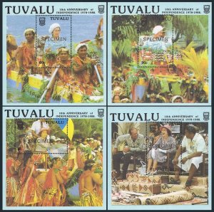 Tuvalu 507a-510a SPECIMEN,MNH.Mi Bl.34-37. National Independence,10,1988.QE II.