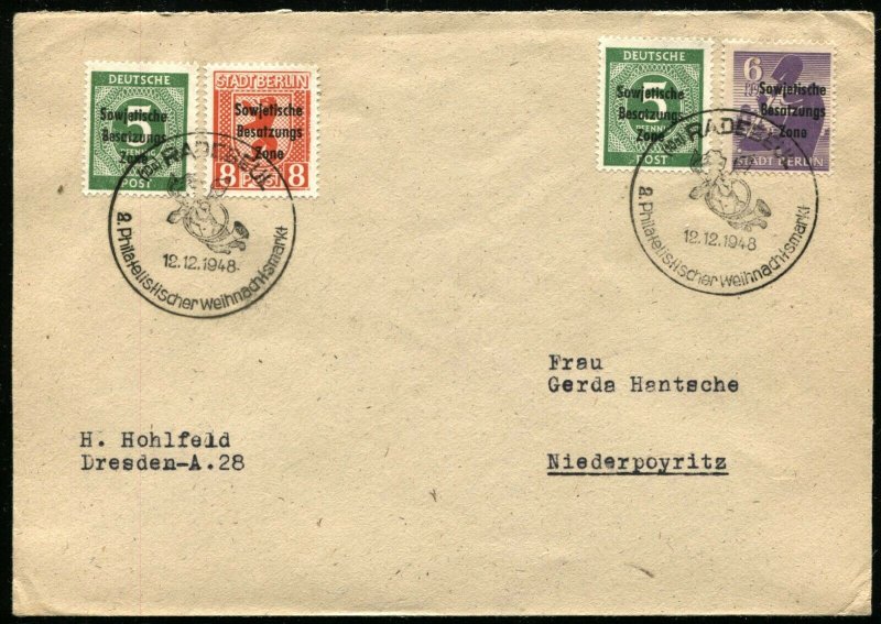 GERMANY Soviet Zone Radebeul 1948 2nd Philatelic Christmas Market Postage Stamps