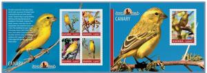 UGANDA 2014 2 SHEETS ugn14204ab BIRDS CANARY OISEAUX