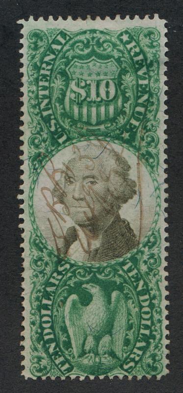 UNITED STATES R149 USED, $10 GREEN F- VF,