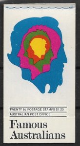 1970 Australia MI: MH46 Famous Australians complete booklet with 4 panes