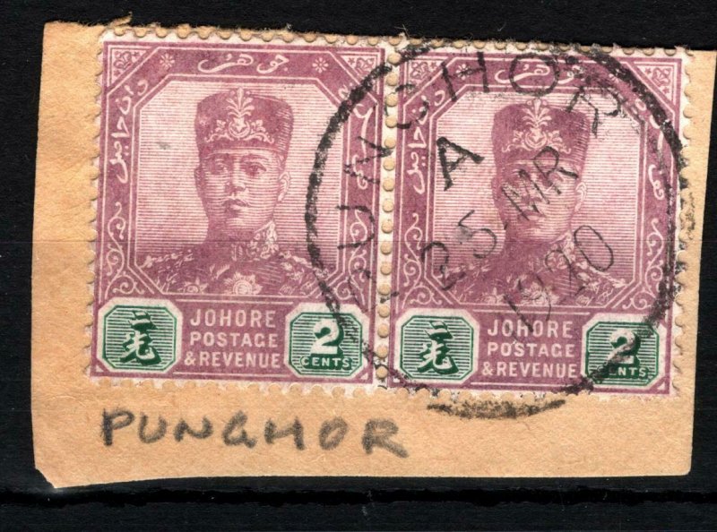 Malaya Postmarks JOHORE *Punchor* CDS Panchor 1920 Piece {samwells-covers}SS3122