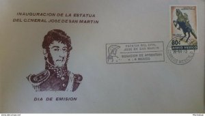 J) 1973 MEXICO, INAUGURATION OF THE STATUE OF JOSE DE SAN MARTIN, HORSE, FDC 