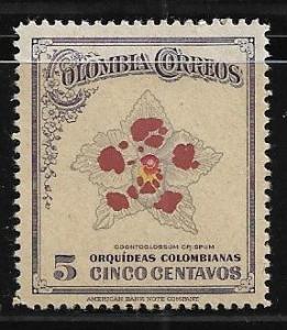 COLOMBIA, 549, MINT HINGED, COLOMBIAN ORCHID