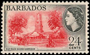 BARBADOS Sc 261 VF/Mint VLH - 1964 24¢ Old Main Guard Garrison & Q. E. II