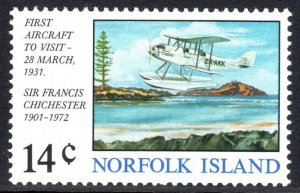 Norfolk Island 174 MNH.1st aircraft to visit Norfolk,Sir Francis Chichester,1974 