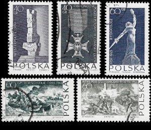 Poland 1964 Sc 1273-77 U & cto vf World War II monuments