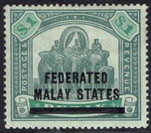 FEDERATD MALAY STATES 1900 OVERPRINTED ELEPHANTS $1