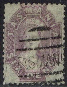 TASMANIA 1863 QV CHALON 6D REDDISH MAUVE PERF 12 USED