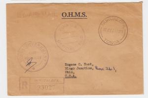 TONGA 1962 OHMS COVER NUKUALOFA TO USA, REGISTERED AIRMAIL, PM SIGNED(SEE BELOW)