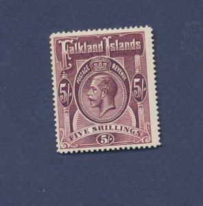 FALKLAND ISLANDS - Scott 38 - VF MNH - five Shillings - KGV -