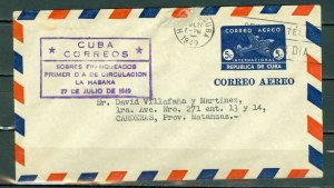 CUBA 1949  5c  AIRMAIL FDC STATIONERY ENVELOPE