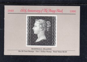 MARSHALL ISLANDS #376a 1990 PENNY BLACK MINT VF NH C/B