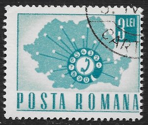 Romania #1984 3l Map Showing Telephone Network ~ CTO