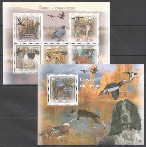 B1475 2009 Guinea-Bissau Fauna Birds & Dogs Kb+Bl Mnh