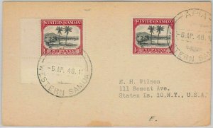 39876 - WESTERN SAMOA -  POSTAL HISTORY:  CARD from APIA to USA via PAGO-PAGO