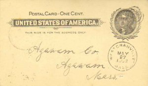 United States Massachusetts West Granville 1902 target  1833-1909  Postal Card.