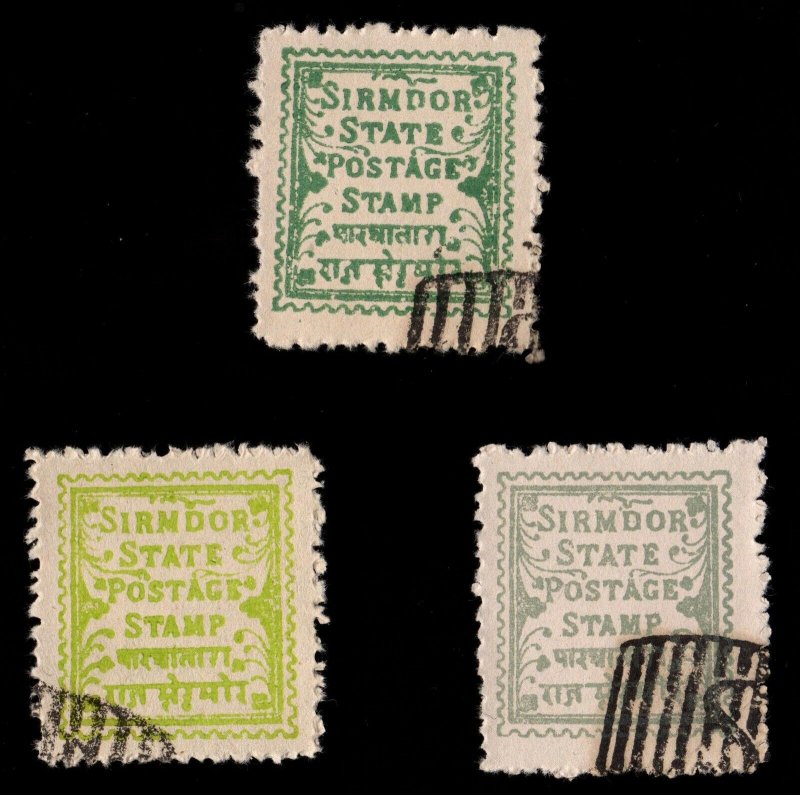 3 SIRMOOR INDIAN STATE  Stamps ALL DIFFERENT  (C78)