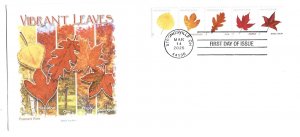 5966-70 Five Vibrant Leaves  on one #10 size Panda Cachets FDC