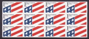 USA-Sc#2522a- id9-unused pane of 9-F Stars & Stripes-1991-