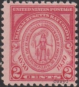 US #682 1930 2c Carmine Massachusetts Colony Seal MINT-VG-OG-NH.