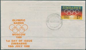 Zimbabwe 1980 SG596 17c Olympic Games FDC