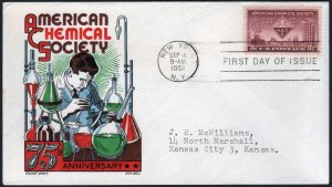 SC#1002 3¢ American Chemical Society FDC: Cachet Craft, Boll (1951) Addressed