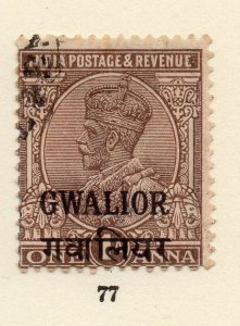 India Gwalior 1920s Early Issue Fine Used 1a. Optd 266044