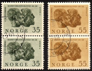 1964, Norway, Gulberg & Waage set, Used pairs, Sc 452-453