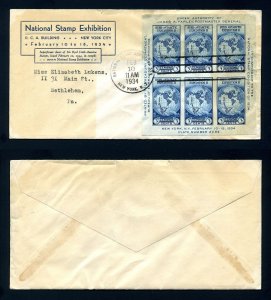 # 735 Souvenir Sheet First Day Cover with Linprint cachet NY, NY - 2-10-1934 # 3