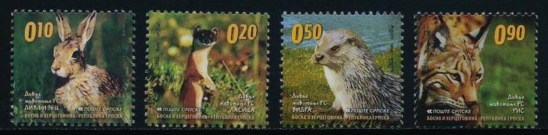 Bosnia & Herzegovina (Serb Admin) 418-21 MNH Animals, Rabbit, Otter, Lynx