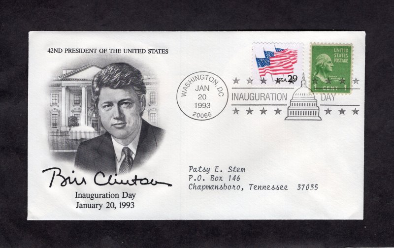 Inaug. Cover, 1993 Bill Clinton addressed
