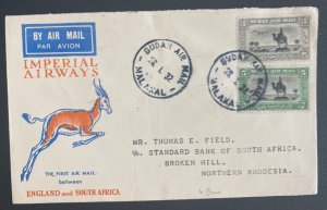 1932 Malaxal Sudan First Flight Airmail Cover To Northern Rhodesia Only 6 Flown