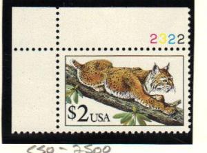 #2482 MNH plate # single  $2. Bobcat 1990-2001 Issue 