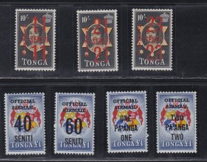 Tonga # 191-202, C37-39, CO15-18, Surcharges, LH, 1/3 Cat.