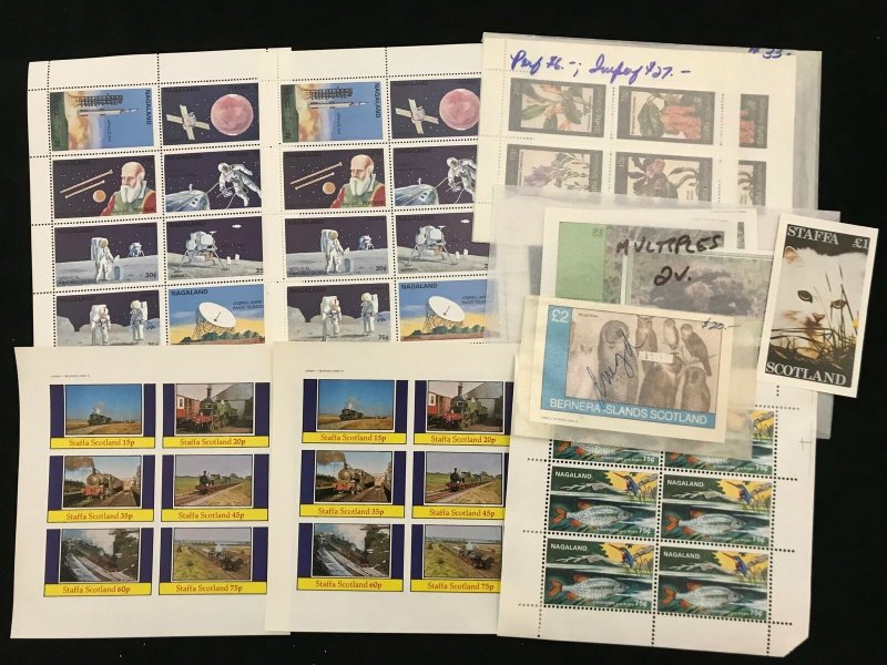 Scotland Birds Fish Space Nagaland Wildlife Trains Sheets MNH x 80 (Ad 234