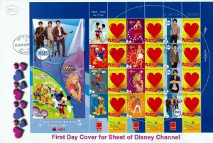 ISRAEL 2009 DISNEY T.V CHANEL POSTAL SERVICE SHEET FDC TYPE 2